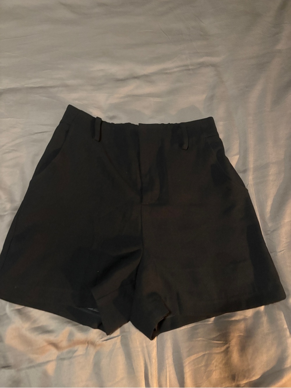 Classic High-Waist Paper Bag Black Women's Shorts
